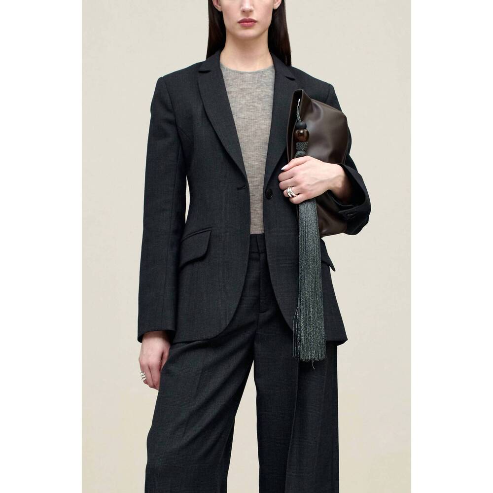 NEW KALLMEYER raquel single breasted blazer in grey plaid